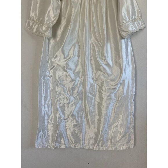 Sophia Morgan Vintage White Satin Nightgown Lace Embroidered Cottagecore Large - Picture 7 of 9
